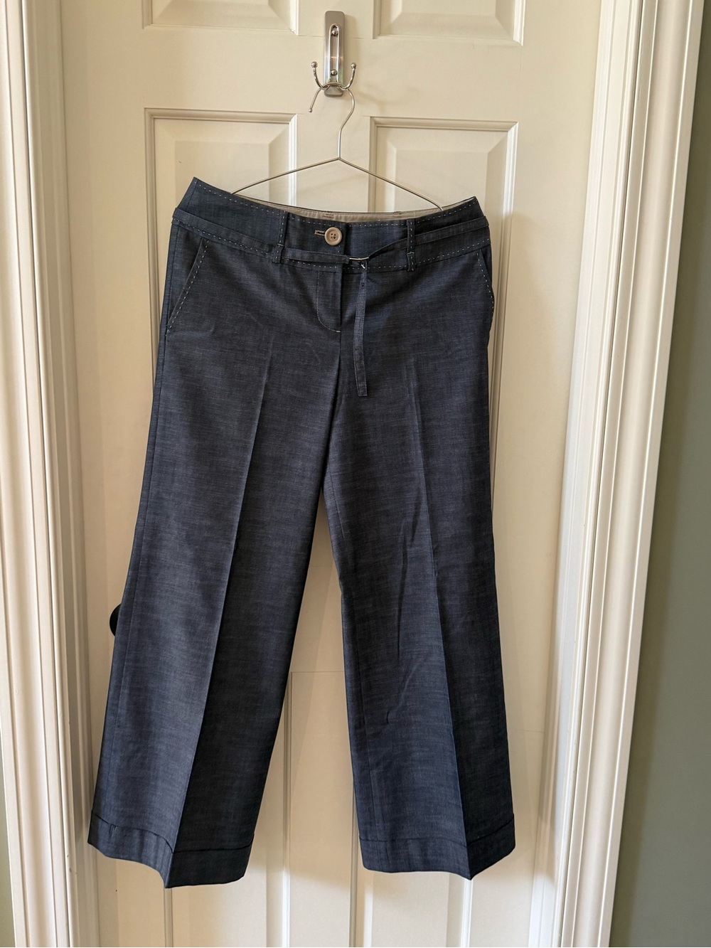 LOFT Ann Taylor Petite Wide Leg Trouser Pants | Size 6P | Chambray Blue